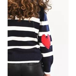 Flash Sale ⌛ AQUA Girls' Basic With A Twist Striped Sweater, Big Kid - 100% Exclusive Navy/white ❤️ -AQUA Elegant shop unnamed file 2264