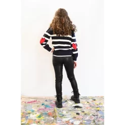 Flash Sale ⌛ AQUA Girls' Basic With A Twist Striped Sweater, Big Kid - 100% Exclusive Navy/white ❤️ -AQUA Elegant shop unnamed file 2265