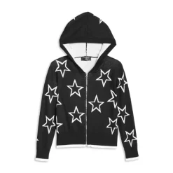 Deals 🔥 AQUA 🥰 Girls' Star Zip Hoodie, Big Kid - 100% Exclusive Black White ⌛