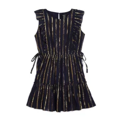 Top 10 😉 AQUA Girls' Lurex Stripe Dress - Big Kid Navy 🔔