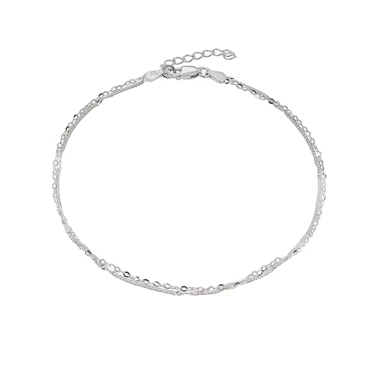 Cheap ⌛ AQUA Double Chain Ankle Bracelet - 100% Exclusive Silver ✨ 2 Cheap ⌛ AQUA Double Chain Ankle Bracelet - 100% Exclusive Silver ✨ - Image 2