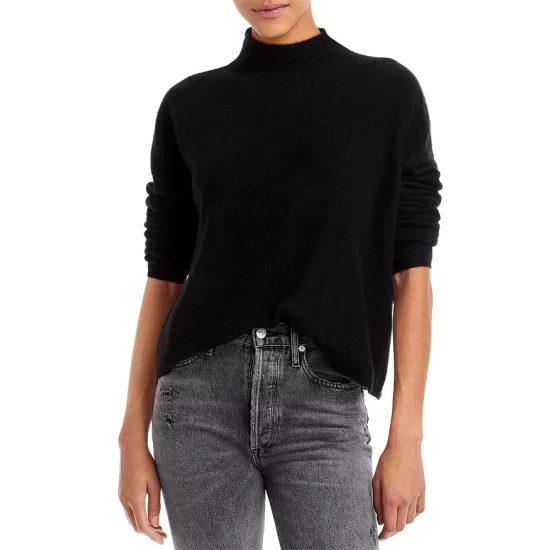 Best Sale ⌛ AQUA Rolled Edge Mock Neck Cashmere Sweater - 100% Exclusive Black 😀 1 Best Sale ⌛ AQUA Rolled Edge Mock Neck Cashmere Sweater - 100% Exclusive Black 😀