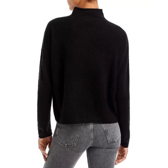 Best Sale ⌛ AQUA Rolled Edge Mock Neck Cashmere Sweater - 100% Exclusive Black 😀 3 Best Sale ⌛ AQUA Rolled Edge Mock Neck Cashmere Sweater - 100% Exclusive Black 😀 - Image 3