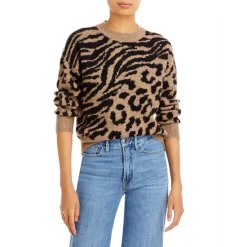 Budget 😉 AQUA Mixed Animal Print Sweater - 100% Exclusive Brown ✔️