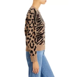 Budget 😉 AQUA Mixed Animal Print Sweater - 100% Exclusive Brown ✔️ -AQUA Elegant shop unnamed file 2370