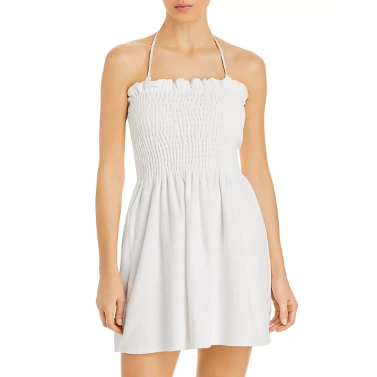 Hot Sale ๐ AQUA Smocked Terrycloth Mini Dress Swim Coverup - 100% Exclusive Pink ๐ 1 Hot Sale ๐ AQUA Smocked Terrycloth Mini Dress Swim Coverup - 100% Exclusive Pink ๐