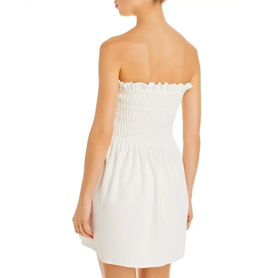 Hot Sale ๐ AQUA Smocked Terrycloth Mini Dress Swim Coverup - 100% Exclusive Pink ๐ 3 Hot Sale ๐ AQUA Smocked Terrycloth Mini Dress Swim Coverup - 100% Exclusive Pink ๐ - Image 3