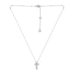 Promo ✨ AQUA Cubic Zirconia Cross Pendant Necklace In Sterling Silver, 15.5"-17.5" - 100% Exclusive ⭐