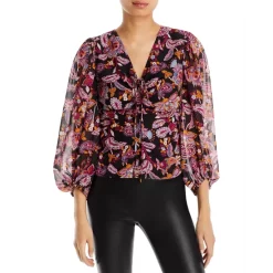 Deals 🔥 AQUA Floral Paisley Blouse - 100% Exclusive Black Paisley 🎁