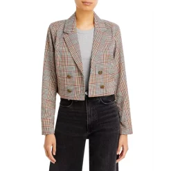 Deals ๐ AQUA Plaid Cropped Blazer - 100% Exclusive Ivory Multi โค๏ธ
