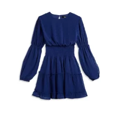 Cheap ⭐ AQUA 💯 Girls' Swiss Dot Peasant Dress, Big Kid - 100% Exclusive Lazuli Blue 😉