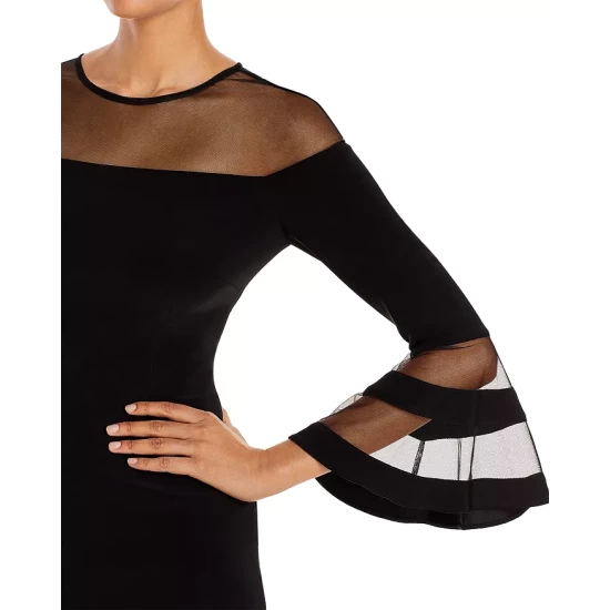 Budget 🛒 AQUA Bell-Sleeve Illusion Dress - 100% Exclusive Black 😀 2 Budget 🛒 AQUA Bell-Sleeve Illusion Dress - 100% Exclusive Black 😀 - Image 2