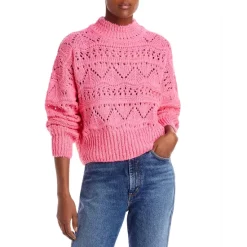 Cheap 🎉 AQUA Pointelle Mock Neck Sweater - 100% Exclusive Bubblegum ⭐