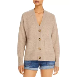 Deals ✨ AQUA V-Neck Grandfather Cashmere Cardigan - 100% Exclusive Wheat ✔️ -AQUA Elegant shop unnamed file 2541