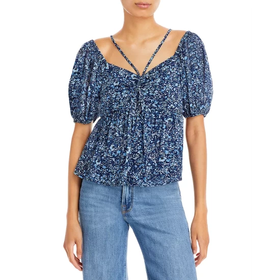 Discount โ AQUA Puff Sleeve Floral Print Top - 100% Exclusive Blue Multi ๐ 1 Discount โ AQUA Puff Sleeve Floral Print Top - 100% Exclusive Blue Multi ๐