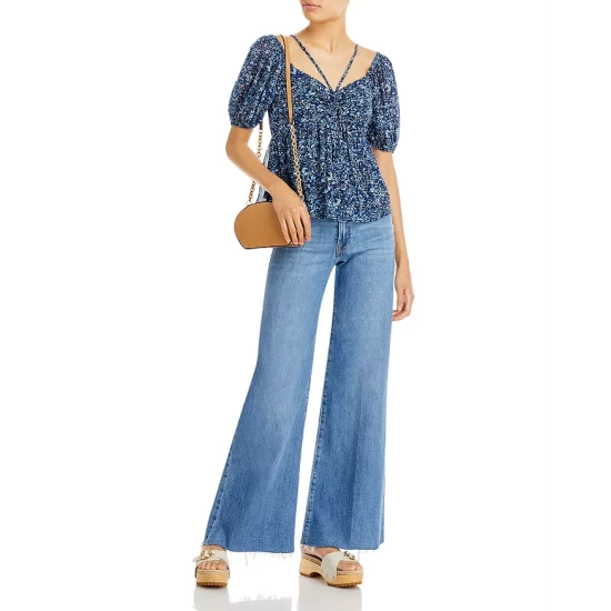 Discount โ AQUA Puff Sleeve Floral Print Top - 100% Exclusive Blue Multi ๐ 2 Discount โ AQUA Puff Sleeve Floral Print Top - 100% Exclusive Blue Multi ๐ - Image 2