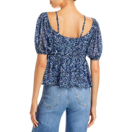 Discount โ AQUA Puff Sleeve Floral Print Top - 100% Exclusive Blue Multi ๐ 3 Discount โ AQUA Puff Sleeve Floral Print Top - 100% Exclusive Blue Multi ๐ - Image 3