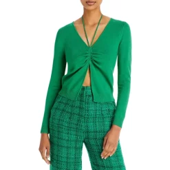 New 🔔 AQUA Ruched Halter Knit Top - 100% Exclusive Green ⌛