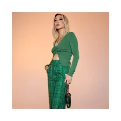 New 🔔 AQUA Ruched Halter Knit Top - 100% Exclusive Green ⌛ -AQUA Elegant shop unnamed file 2570