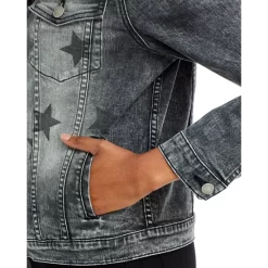 Deals 🔔 AQUA Star Print Denim Jacket - 100% Exclusive Black 🛒 -AQUA Elegant shop unnamed file 258