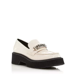 Outlet 👏 AQUA Women's Blake Chain Loafers - 100% Exclusive Black Crinkle Patent 🔔