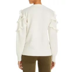 Best Pirce ⌛ AQUA Ruffe Trim Cashmere Sweater - 100% Exclusive Ivory ⭐ -AQUA Elegant shop unnamed file 2606