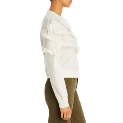 Best Pirce ⌛ AQUA Ruffe Trim Cashmere Sweater - 100% Exclusive Ivory ⭐ -AQUA Elegant shop unnamed file 2607