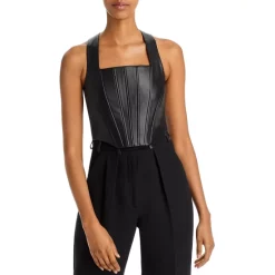 Promo 😍 AQUA Farra Faux Leather Corset Top - 100% Exclusive Black ✔️