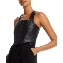 Promo 😍 AQUA Farra Faux Leather Corset Top - 100% Exclusive Black ✔️ -AQUA Elegant shop unnamed file 2637