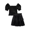 Best Pirce 😀 AQUA Girls' Sparkle Velvet Smocked Top And Skirt Separates - Big Kid ⭐