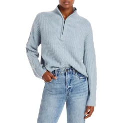 New 👍 AQUA Quarter Zip Knit Sweater - 100% Exclusive Blue Fog ⭐