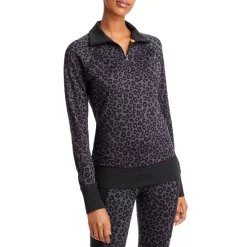 Outlet ✨ AQUA Cheetah Jacquard Quarter Zip Sweatshirt - 100% Exclusive Charcoal ✨