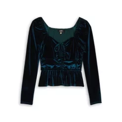 AQUA Elegant shop 61 Best deal โญ AQUA Girls' Velvet Ruched Top - Big Kid Galactic Teal ๐ฅฐ