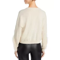 Deals 🤩 AQUA Feather Trim Sweatshirt - 100% Exclusive Ivory 😍 -AQUA Elegant shop unnamed file 2698