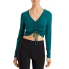 Budget 🧨 AQUA Adjustable Ruched Cropped Top - 100% Exclusive Emerald ❤️