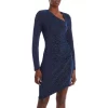 Outlet 🛒 AQUA Asymmetric Knit Evening Dress Blue ⭐