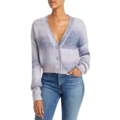 Wholesale ✨ AQUA Rhinestone Button Ombré Cropped Cardigan - 100% Exclusive Purple Multi 🎁