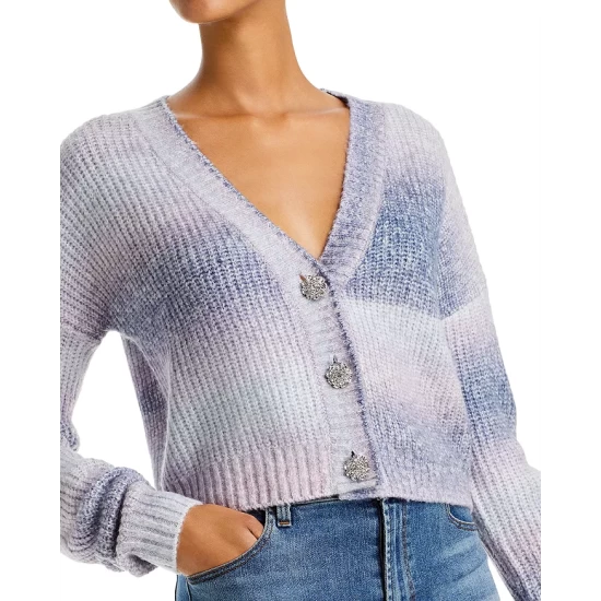 Wholesale ✨ AQUA Rhinestone Button Ombré Cropped Cardigan - 100% Exclusive Purple Multi 🎁 5 Wholesale ✨ AQUA Rhinestone Button Ombré Cropped Cardigan - 100% Exclusive Purple Multi 🎁 - Image 5