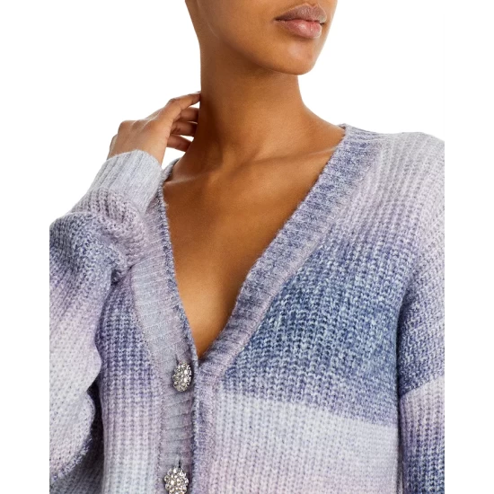 Wholesale ✨ AQUA Rhinestone Button Ombré Cropped Cardigan - 100% Exclusive Purple Multi 🎁 6 Wholesale ✨ AQUA Rhinestone Button Ombré Cropped Cardigan - 100% Exclusive Purple Multi 🎁 - Image 6