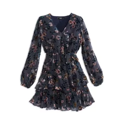 Deals ๐งจ AQUA Girls' Burnout Floral ๐ Dress, Big Kid - 100% Exclusive Navy โ