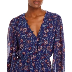 Best deal 🤩 AQUA Floral Sheer Puff Sleeve Midi Dress - 100% Exclusive Navy Multi 👍 -AQUA Elegant shop unnamed file 2883