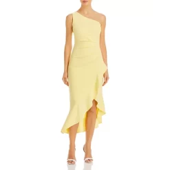 Cheapest ✨ AQUA Off The Shoulder Crepe Cocktail Dress - 100% Exclusive Lemon ✔️