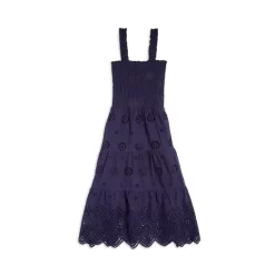 Hot Sale β¨ AQUA π₯° Girls' Smocked Eyelet Midi Dress, Big Kid - 100% Exclusive Peacoat π