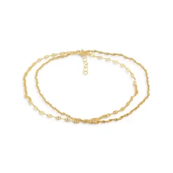 Hot Sale โ AQUA Double-Row Twist Chain Anklet- 100% Exclusive Gold ๐ฏ
