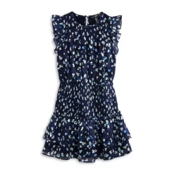 AQUA Elegant shop 19 Cheap โญ AQUA โจ Girls' Speckle Flutter Smocked Dress, Big Kid - 100% Exclusive Navy โค๏ธ