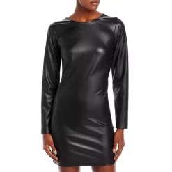 Discount ✨ AQUA Faux Leather Open Back Mini ✨ Dress - 100% Exclusive Black 😍