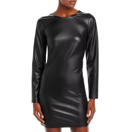 Discount โจ AQUA Faux Leather Open Back Mini โจ Dress - 100% Exclusive Black ๐ 1 Discount โจ AQUA Faux Leather Open Back Mini โจ Dress - 100% Exclusive Black ๐