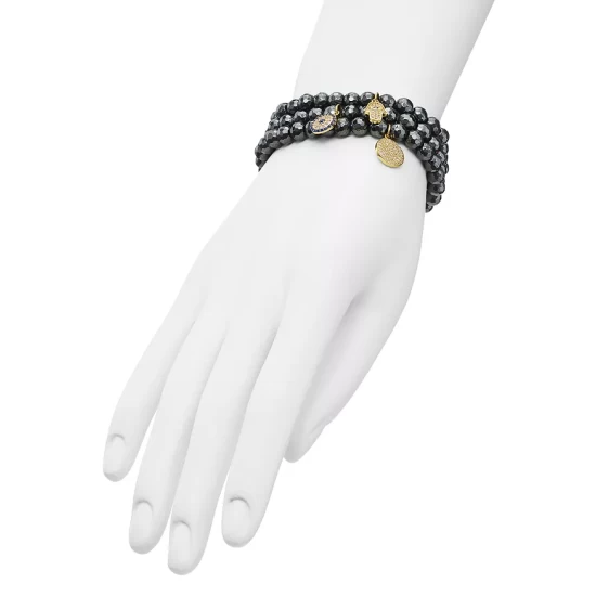 Promo ๐ AQUA Beaded Bracelets In Gold Tone-Plated Sterling Silver And Hematite Tone-Plated Sterling Silver - 100% Exclusive Black ๐งจ 2 Promo ๐ AQUA Beaded Bracelets In Gold Tone-Plated Sterling Silver And Hematite Tone-Plated Sterling Silver - 100% Exclusive Black ๐งจ - Image 2