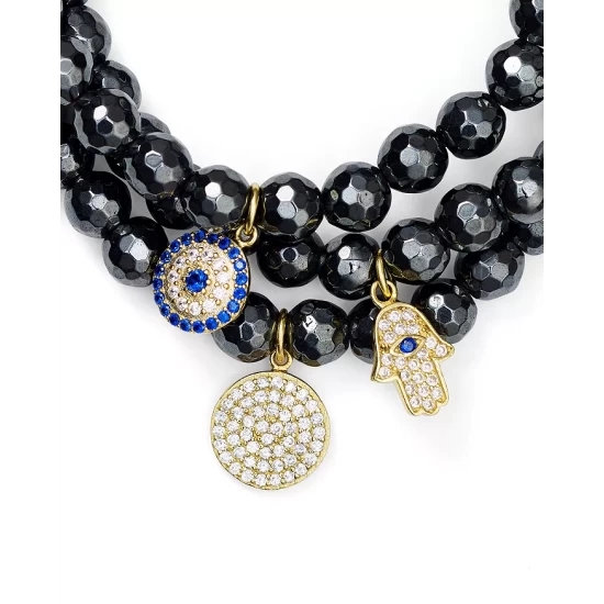 Promo ๐ AQUA Beaded Bracelets In Gold Tone-Plated Sterling Silver And Hematite Tone-Plated Sterling Silver - 100% Exclusive Black ๐งจ 3 Promo ๐ AQUA Beaded Bracelets In Gold Tone-Plated Sterling Silver And Hematite Tone-Plated Sterling Silver - 100% Exclusive Black ๐งจ - Image 3