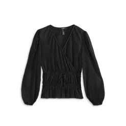 Brand new 🎁 AQUA Girls' Accordion Pleat Faux Wrap Top, Big Kid - 100% Exclusive Black ✔️